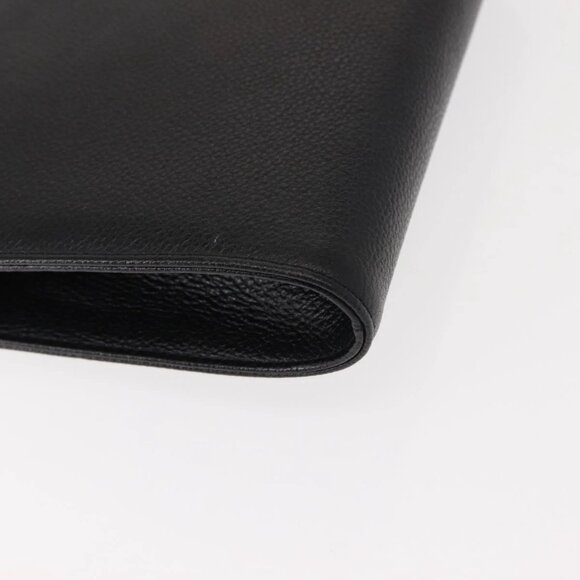 Authentic SAINT LAURENT Clutch Bag Leather Black Gold bst339-121825 - Picture 7 of 16